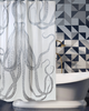 Octopus Silver Metallic Shower Curtain