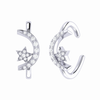 Moonlit Star Diamond Ear Cuffs in Sterling Silver