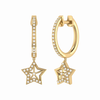 Lucky Star Diamond Hoop Earrings in 14K Yellow Gold Vermeil on Sterling Silver