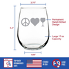 Peace Love Wine Stemless Wine Glass -  Gifts and Decor