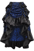 Blue/Black Brocade Adjustable High Low Bustle Skirt - ACC-244-Regular