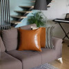 Brown Vegan Faux Leather Throw Pillow Covers - S001242B001896P000026V025