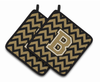 Monogram Chevron Pair of Pot Holders - CJ1050-BPTHD