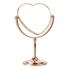 Rose Gold Double Sided Desktop Makeup Mirror Creative Heart Shaped Mirror Rotatable Mirror for Girls