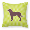 Checkerboard Print With Dog Fabric Decorative Pillow - BB3801PW1818