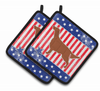 USA Patriotic Dog Art Pair of Pot Holders - S000213B001695P074707V013