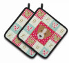 Dog Portrait XOXO on Pair of Pot Holders - S000213B001695P007165V005