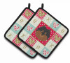 Dog Portrait XOXO on Pair of Pot Holders - S000213B001695P007165V018