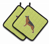 Dog Checkerboard Design Pair of Pot Holders - BB3824PTHD