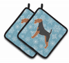 Snowflake and Dog Art Pair of Pot Holders - S000213B001695P074709V005