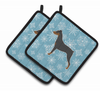 Snowflake and Dog Art Pair of Pot Holders - S000213B001695P074709V033