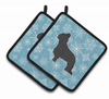 Snowflake and Dog Art Pair of Pot Holders - S000213B001695P074709V046