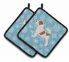 Snowflake and Dog Art Pair of Pot Holders - S000213B001695P074709V027