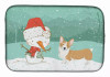 Dog and Snowman Christmas Dish Drying Mat - S000213B001695P115993V027