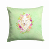Floral Design with Dog Picture Fabric Decorative Pillow - CK4361PW1414