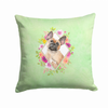 Floral Design with Dog Picture Fabric Decorative Pillow - CK4398PW1414