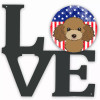 American Flag and Dog Face Metal Wall Artwork LOVE - S000213B001695P011530V000