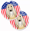 Dog Themed American Flag Cup Holder Car Coasters (Set of 2) - S000213B001695P076423V043