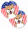 Dog Themed American Flag Cup Holder Car Coasters (Set of 2) - S000213B001695P076423V024