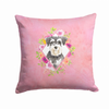 Floral Design with Dog Picture Fabric Decorative Pillow - CK4222PW1414