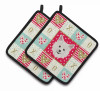 Dog Portrait XOXO on Pair of Pot Holders - S000213B001695P007164V030