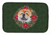 Poinsettia Wreath Dog on Dish Drying Mat - S000213B001695P115615V014