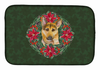 Poinsettia Wreath Dog on Dish Drying Mat - S000213B001695P115615V030