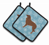 Snowflake and Dog Art Pair of Pot Holders - BB3534PTHD