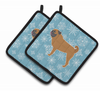 Snowflake and Dog Art Pair of Pot Holders - S000213B001695P074710V017