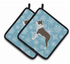 Snowflake and Dog Art Pair of Pot Holders - S000213B001695P074710V014