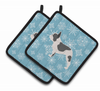 Snowflake and Dog Art Pair of Pot Holders - S000213B001695P074710V011