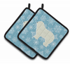 Snowflake and Dog Art Pair of Pot Holders - S000213B001695P074710V025