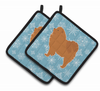 Snowflake and Dog Art Pair of Pot Holders - S000213B001695P074710V021