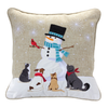 Embroidered Snowman Holiday Pillow