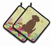 Easter Eggs Dog Pair of Pot Holders - S000213B001695P083192V022