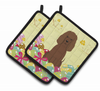 Easter Eggs Dog Pair of Pot Holders - S000213B001695P083192V029