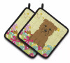 Easter Eggs Dog Pair of Pot Holders - S000213B001695P083192V026