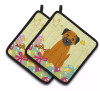 Easter Eggs Dog Pair of Pot Holders - S000213B001695P083192V005