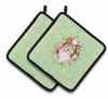 Dogs and Flowers Pair of Pot Holders - CK4373PTHD