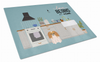 Kitchen Scene Dog Print Glass Cutting Board Large - S000213B001695P020200V029