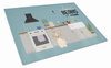 Kitchen Scene Dog Print Glass Cutting Board Large - S000213B001695P020200V021