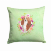 Floral Design with Dog Picture Fabric Decorative Pillow - CK4426PW1414
