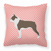 Checkerboard Print With Dog Fabric Decorative Pillow - BB3644PW1818