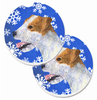 Dog Themed Holiday Christmas Cup Holder Car Coasters (Set of 2) - SS4642CARC