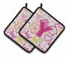 Monogram Floral Pair of Pot Holders - CJ2005-YPTHD