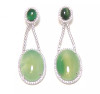 Green Agate Oval Shape dangle Earrings, 925 Sterling Silver