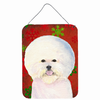 Red and Green Snowflakes Holiday Christmas Design with Dog Wall or Door Hanging Prints - SS4733DS1216