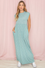Polka Dot Folded Cap Sleeve Maxi Dress with Pocket - 2ELOGES2070