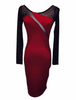 Mesh Long Sleeves Midi Dress Burgundy