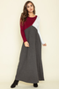 Color Block Long Sleeve Maxi Dress - F3-Eloges-712